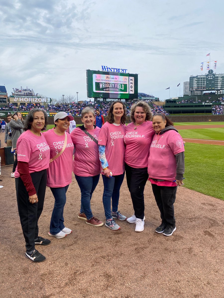 Our survivors got the once-in-a-lifetime opportunity to meet @cubs players as they took their positions before the first pitch, each receiving a signed baseball to keep as a #PinkOut memory.