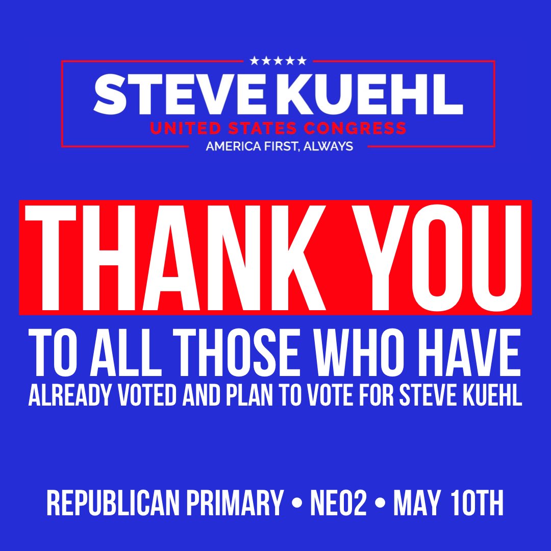 RepSteveKuehl's tweet photo. #NE02 #thankyou #vote #republican #omaha #primary #nebraska https://t.co/mO17LZnSM3