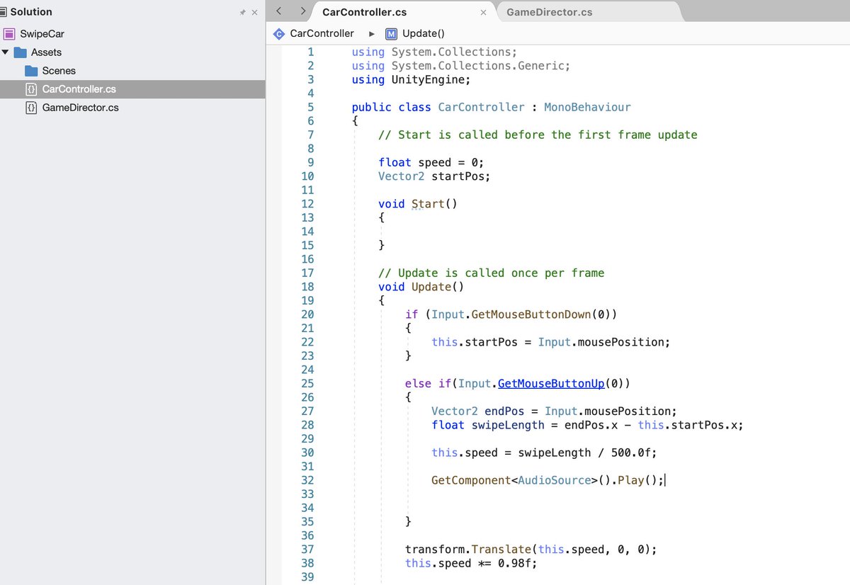 Nicole_2525888's tweet photo. Day 80 #100DaysOfCode : unity2D&C# / CarController
adding an Audio Source Component "beep".
& GameOver scene using "if~else".
#unity #AudioSource #CodeNewbie #if #unityใฎๆ็งๆธ https://t.co/NQWTMdmnHK