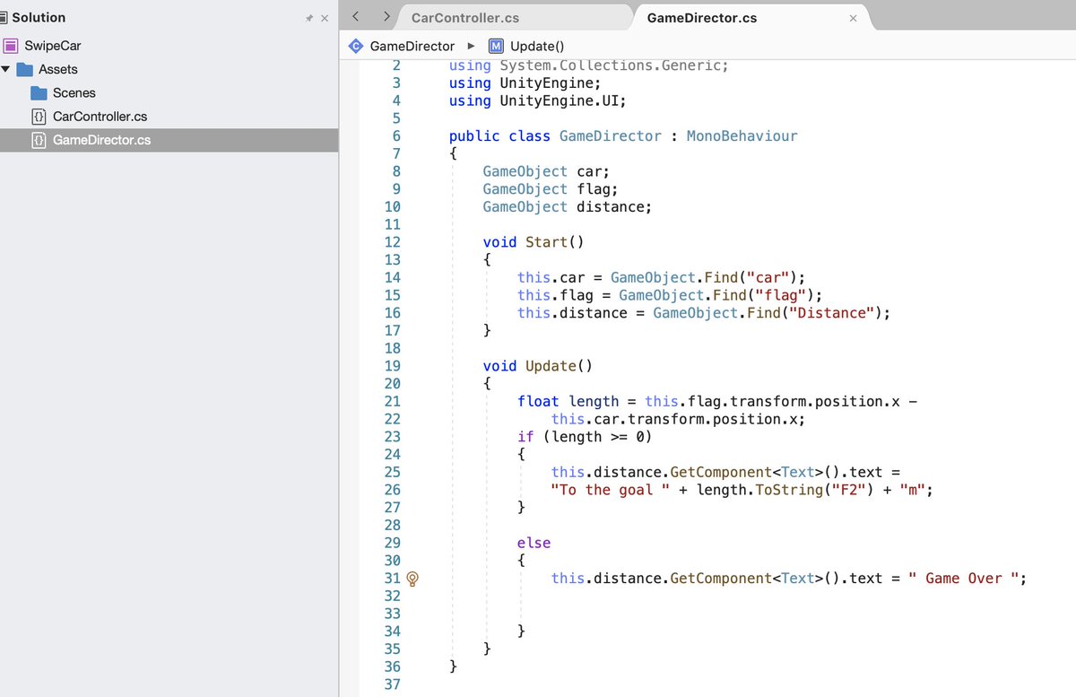 Nicole_2525888's tweet photo. Day 80 #100DaysOfCode : unity2D&C# / CarController
adding an Audio Source Component "beep".
& GameOver scene using "if~else".
#unity #AudioSource #CodeNewbie #if #unityใฎๆ็งๆธ https://t.co/NQWTMdmnHK