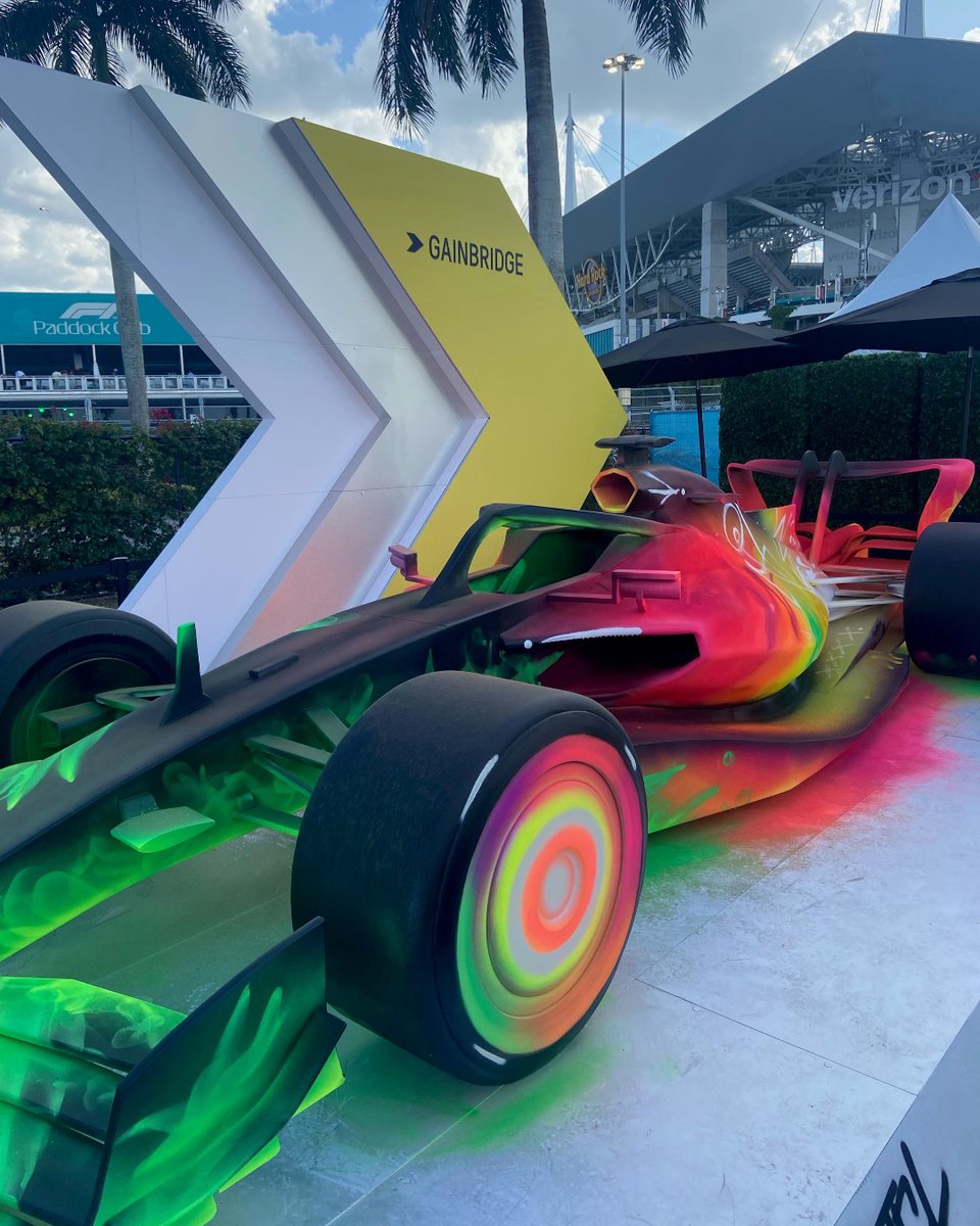 TedRubin's tweet photo. RT @GainbridgeLife: The checkered flagโs out at @F1MIami and our graffiti car was turning heads start to finish! Excited to be on the cutting edge of sports and #fintech. Visit https://t.co/qKHVo9YpGh. #GainbridgeRacing #GainingAccess #Gainbridge https://t.co/BA27Ujnkvg #ppath