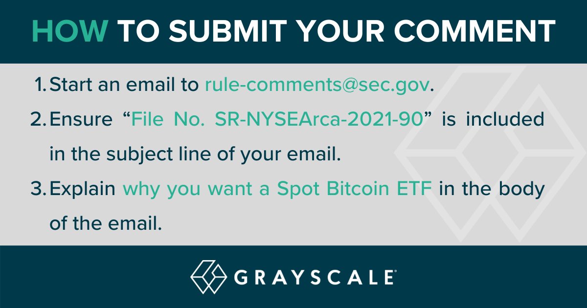 Supporting the approval of GBTC as a Spot #Bitcoin ETF is as easy as sending an email. Here’s how: gryscl.co/3kPJYbN