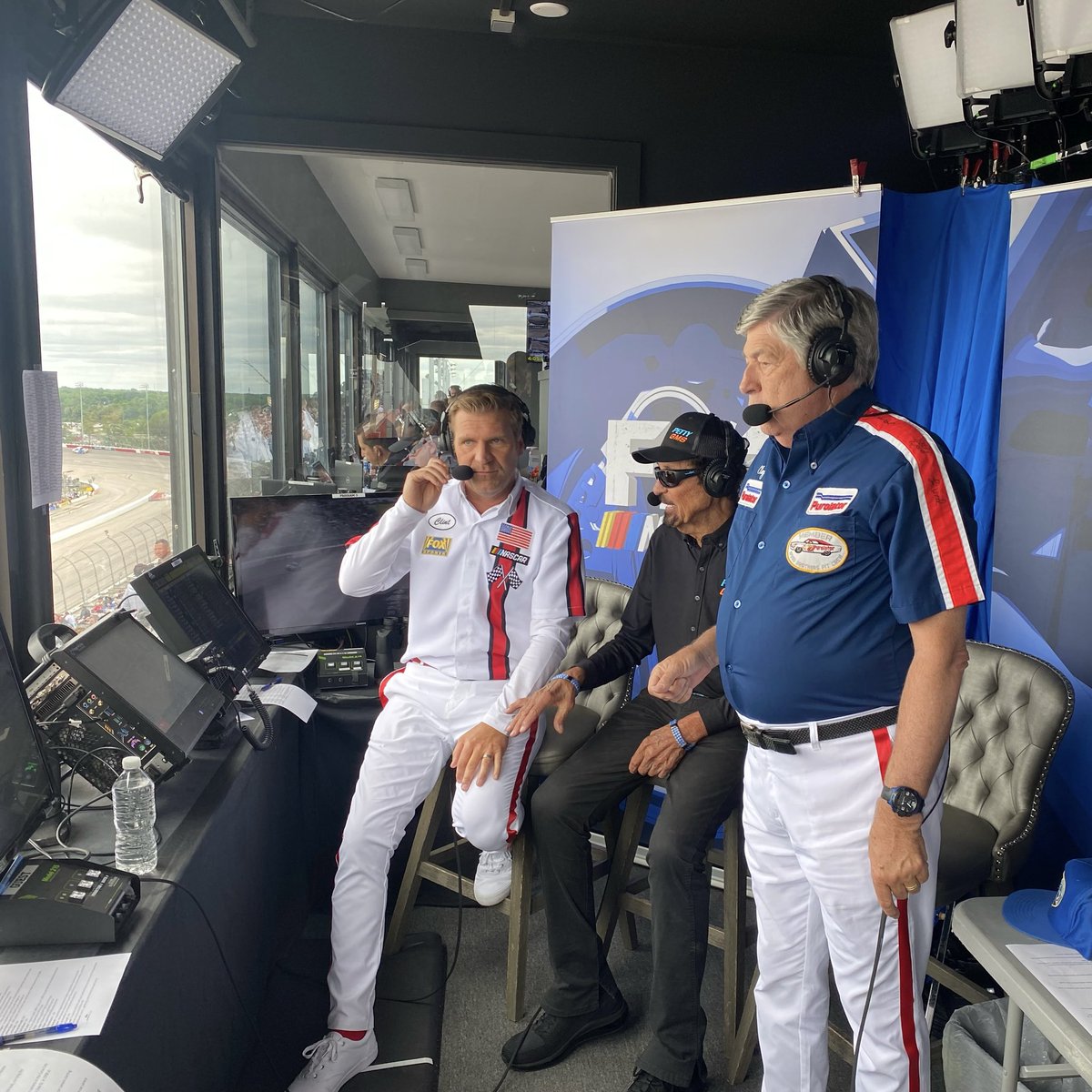 Richard with <a href="/mikejoy500/">Mike Joy</a> and <a href="/ClintBowyer/">Clint Bowyer</a> at the Goodyear 400 today🏁