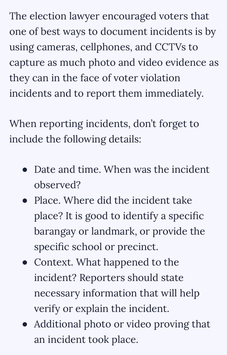 mjmharina's tweet photo. “What can individuals do if they witness any form of violation or irregularities on election day?” #Halalan2022 #PHVote  #MovePH https://t.co/HIufR1hAFv