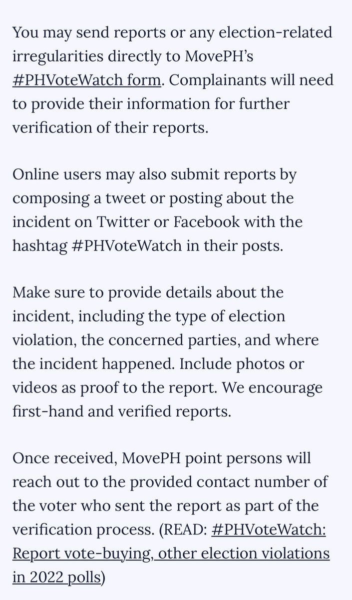 mjmharina's tweet photo. “What can individuals do if they witness any form of violation or irregularities on election day?” #Halalan2022 #PHVote  #MovePH https://t.co/HIufR1hAFv