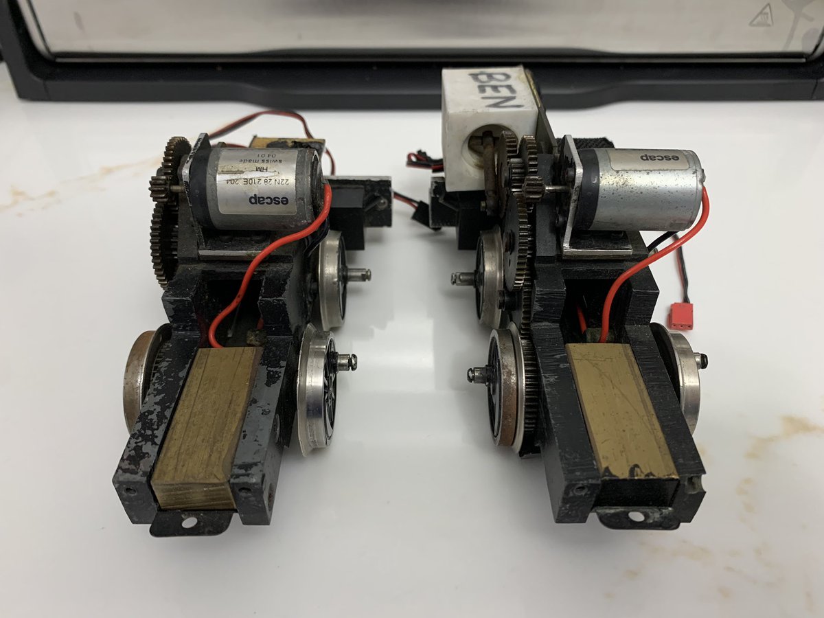 ThomasTankMerch's tweet photo. Here’s a weird one, we managed to grab the original Marklin Bill and Ben chassis used from series 2 to 9. The actual models with newer CNC chassis are in Japan. These are cut down from the BR80 chassis using the original wheel spacing. We’ll be getting measurement photos soon https://t.co/uiZtBL3chB