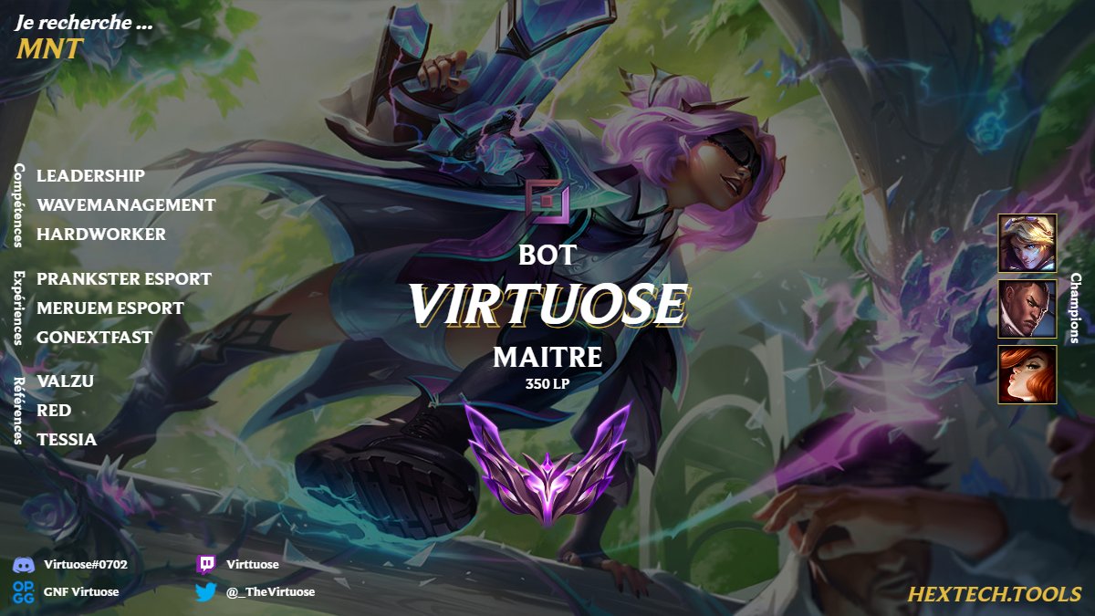 _TheVirtuose's tweet photo. Je suis encore chez GNf mais je look mes options pour la suite ! DM ouvert. RT Like apprécié @LoL_LFT_Fr https://t.co/tpibYB9pQ9