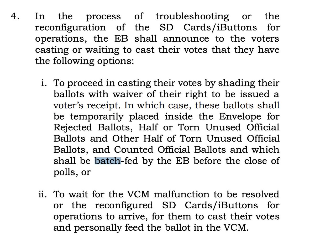 <a href="/newsdwight/">Dwight De Leon</a> There are multiple reports of voters hesitant to surrender their ballots to poll workers in precincts where the VCM or SD card malfunctioned. For the record, this is a contingency procedure of the Comelec. | via <a href="/newsdwight/">Dwight De Leon</a> #PHVote #WeDecide