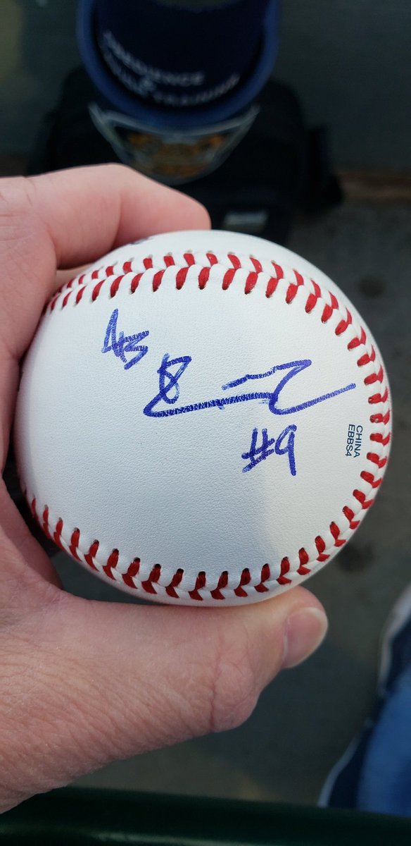 phillipsshannon's tweet photo. Thanks to @AbiezelR for signing my baseball tonight! Awesome to see him hit a #GrandSlam #DownAtTheJoe. First I've ever seen in-person. #ChampionsofFun #Here4HC #HereForTheDogs @ChasRiverDogs https://t.co/Mv3wenfLro