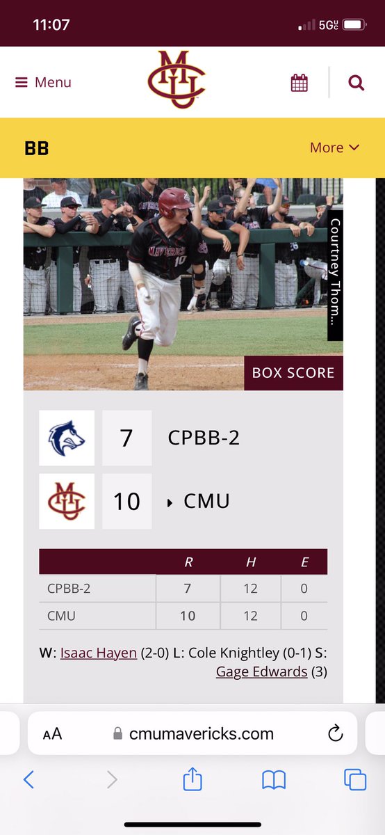 theRealLAVON's tweet photo. @CMUMavsBaseball congrats on another RMAC championship. 10 years straight . Congrats to gage edwards for picking up a win and a save in the same series. Second time this year . Doing the double double https://t.co/HY3hE9Jgq0