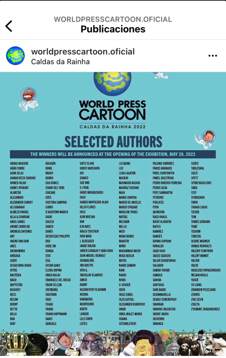bonilcaricatura's tweet photo. Un gran honor para mí estar entre los 200 seleccionados del World Press Cartoon 2022. Tantos amigos y colegas del mundo a quienes admiro y aprecio. https://t.co/bRVHRSFN2c