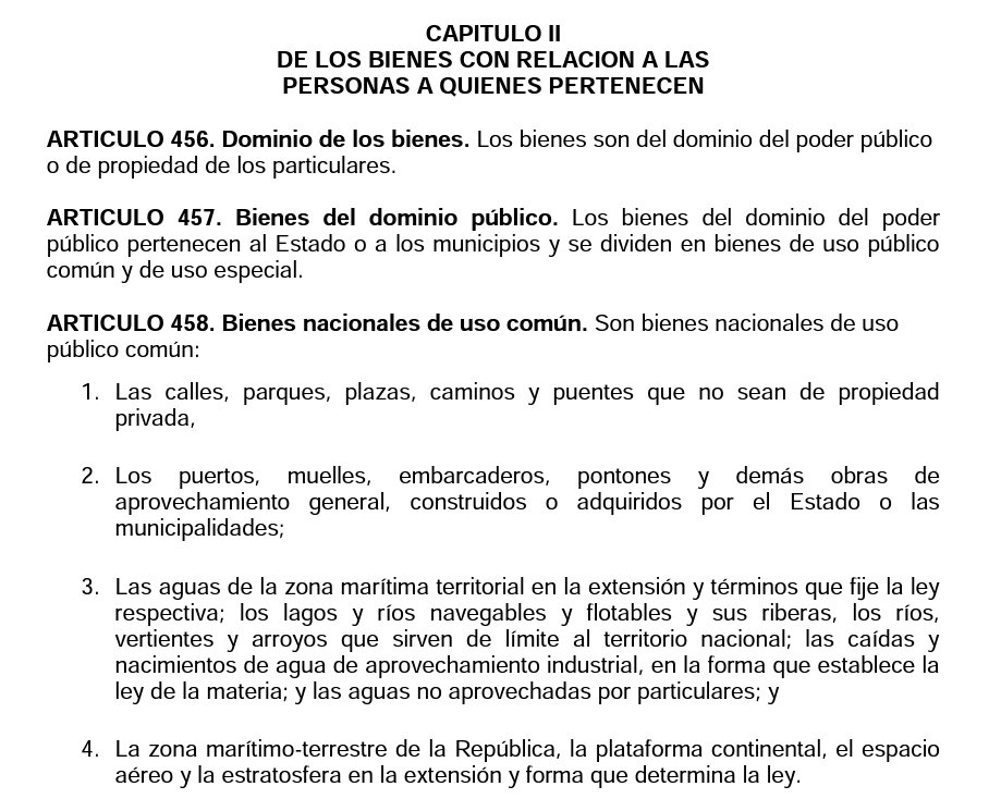 Rodolfo06150511's tweet photo. @EcheverriaEdwin @VinicioTVGT No está en su propiedad, el Código Civil, Artículo 458, numeral 1, las calles son bienes nacionales de uso común https://t.co/UdNYpTbrT8