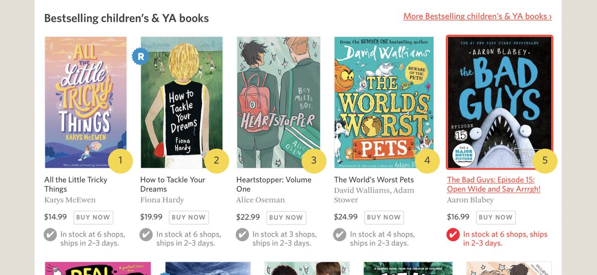 karyswrites's tweet photo. Jumped on the @ReadingsBooks website to buy some books for school this morning and saw a lovely surprise on the kids bestseller list! #AllTheLittleTrickyThings - just ahead of Heartstopper and David Walliams 😛😉 https://t.co/GiPK6VPReh