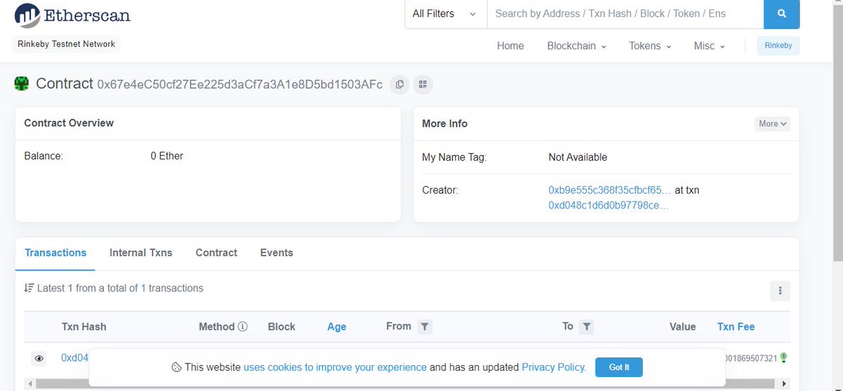 O melhor bootcamp!!!
rinkeby.etherscan.io/address/0x67e4…