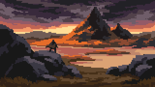 irensa23's tweet photo. My first pixel art landscape 🌌

#pixelart https://t.co/BY6KzUEUKK