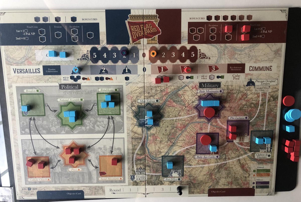 AlanSalazarCO's tweet photo. Versailles whips the Commune; the Commune overcomes Versailles. Only common denominator? Son beats Dad. Wondering why I like this game? 🙂 ⁦@gmtgames⁩ #RedFlagOverParis - great way to learn this #history of 🇫🇷 https://t.co/OLQH6EavQq