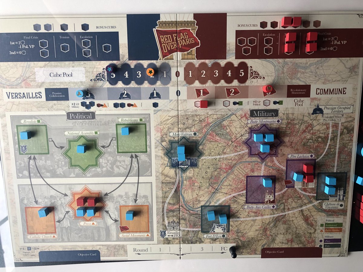AlanSalazarCO's tweet photo. Versailles whips the Commune; the Commune overcomes Versailles. Only common denominator? Son beats Dad. Wondering why I like this game? 🙂 ⁦@gmtgames⁩ #RedFlagOverParis - great way to learn this #history of 🇫🇷 https://t.co/OLQH6EavQq