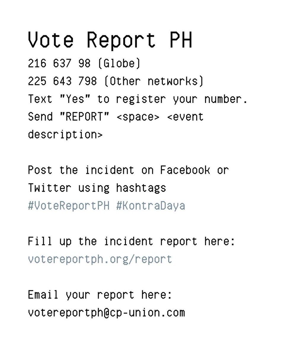 makomicropress's tweet image. Poprotektahan natin ang bawat isa
pati na rin ang boto ng bawat isa!
REPORT and DOCUMENT agad gamit ang ating phones!

Chekawt ang mga reporting mechanism mula sa sama-samang effort ng mga people's organizations!! 

#PHVoteWatch  
#VoteReportPH
#KontraDaya
#Halalan2022