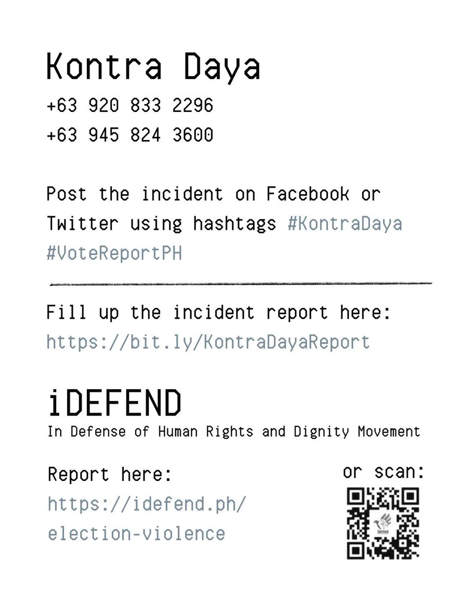 makomicropress's tweet image. Poprotektahan natin ang bawat isa
pati na rin ang boto ng bawat isa!
REPORT and DOCUMENT agad gamit ang ating phones!

Chekawt ang mga reporting mechanism mula sa sama-samang effort ng mga people's organizations!! 

#PHVoteWatch  
#VoteReportPH
#KontraDaya
#Halalan2022