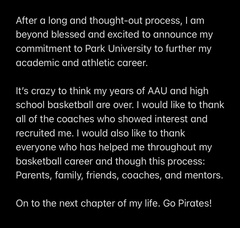 treymain06's tweet photo. I am excited to announce I will be furthering my academic and athletic career at Park University! Go Pirates!

#basketball #college #committed #gopirates https://t.co/l6QdPgy5sI