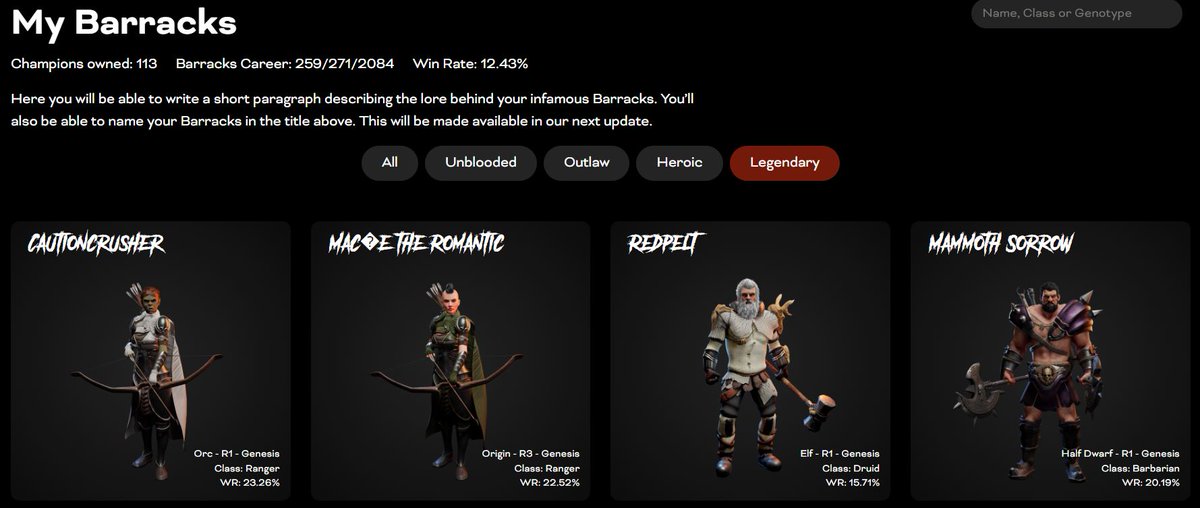BloodKingLegend's tweet photo. On the eve of Beta Launch, we've fought 2000+ fights in @TheRedVillage Alpha, blooded 113 Champs, and have 3 Genesis Champions on the 1% Leaderboard.

All of our champs were acquired before alpha launch. 

There are so many legends yet to be discovered.

Fight. Your. Champions.🩸 https://t.co/FESb1i8l9X