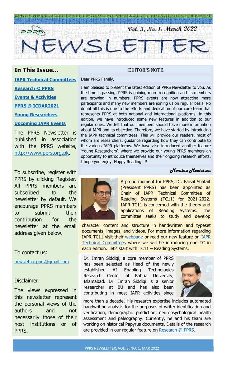 The latest #PPRS newsletter is out: pprs.org.pk/newsletter/New…. Happy reading! 
#IAPR #patternrecognition #AI #artificialintelligence #computervision
