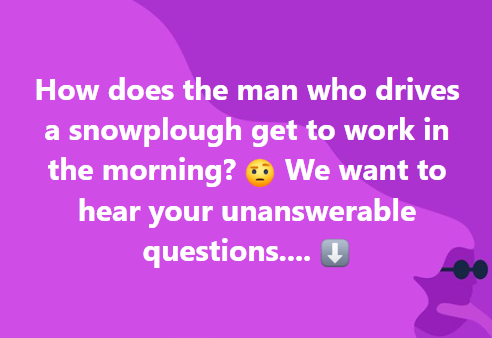 jdandroisin's tweet photo. Your #UnanswerableQuestions are blowing our minds... 

Keep them coming...

🔊 https://t.co/NRkQnN3RU3 |🗣"Play Free Radio" https://t.co/hY8JrCTrFq
