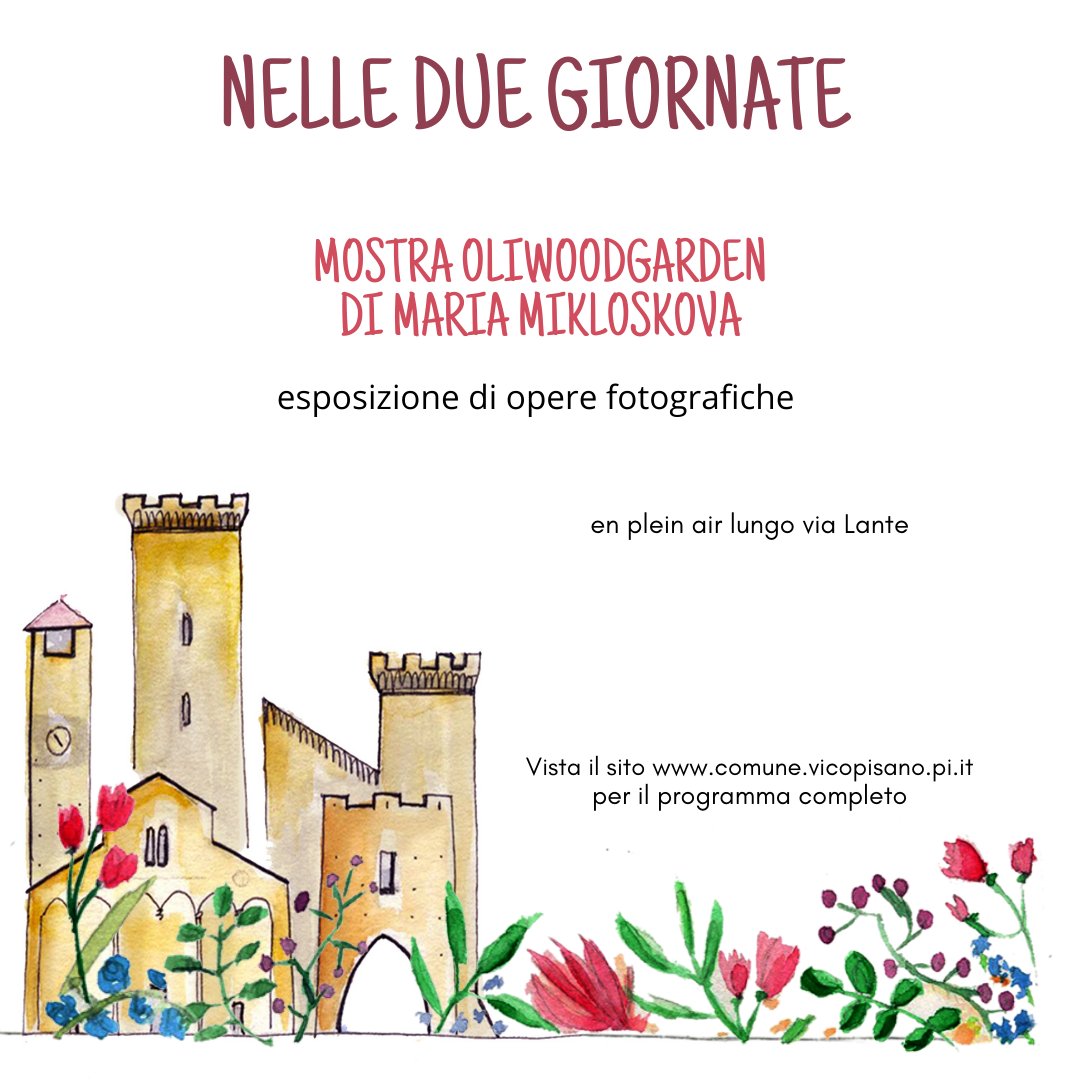VicopisanoF's tweet photo. 🌿 La mostra "Oliwoodgarden", ovvero l'esposizione delle opere fotografiche della talentuosa Maria Mikloskova, è disponibile en plain air lungo via Lante per tutti i giorni di #vicopisanocastelloinfiore! https://t.co/0IWCMzchMg