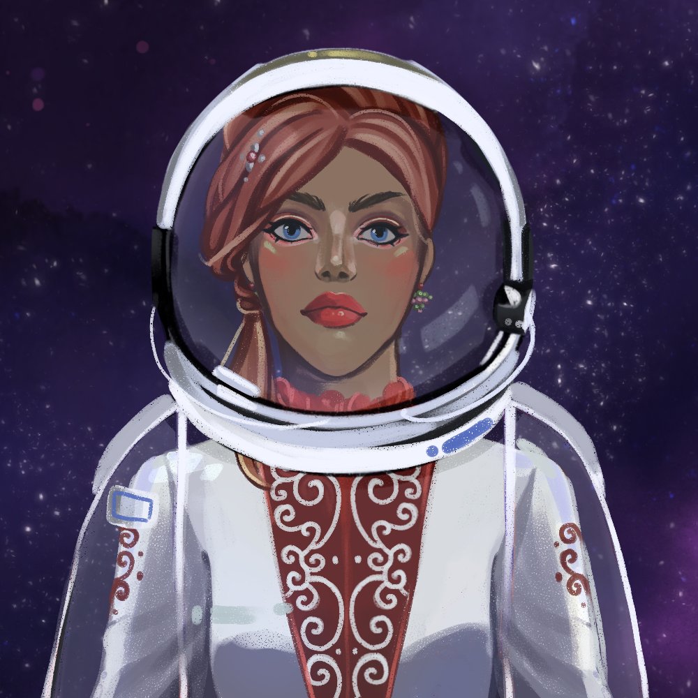 CultureOfWomen's tweet photo. CoW - SPACE - 171 (CoW_SPACE) 

Welcome on #Solana ❤️

Background: Milky Way
Dress: Kazakh Traditional
Jewelry: Venezuelan Traditional Earrings
Headdress: Romanian Dracula Collection

Each of our NFTs have 12 attributes!🚀

#NFTCommunity #womeninNFT #solanaNFTs #NFT  #Women #NFTs https://t.co/TEVfI5rek7