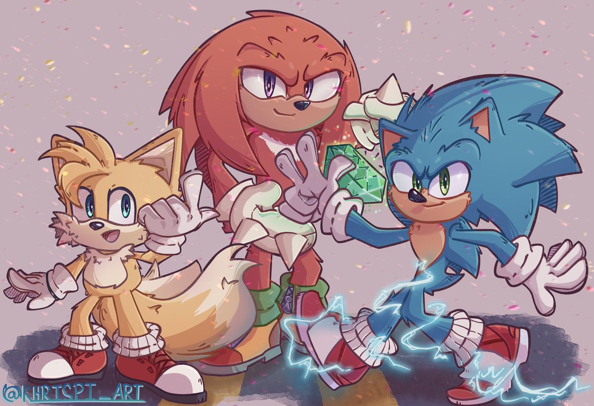 Knuckles protecting giant gummi emerald with his friendimundos