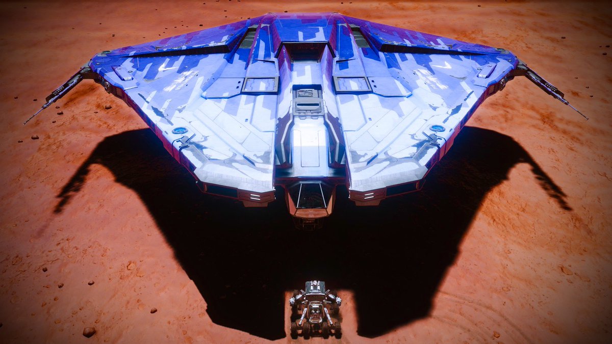 CMDRMotor's tweet photo. TFS Prometheus watching over my little SRV buddy on a planetary excursion. Be safe out there little guy… #EliteDangerous https://t.co/vMe6MIXmUI