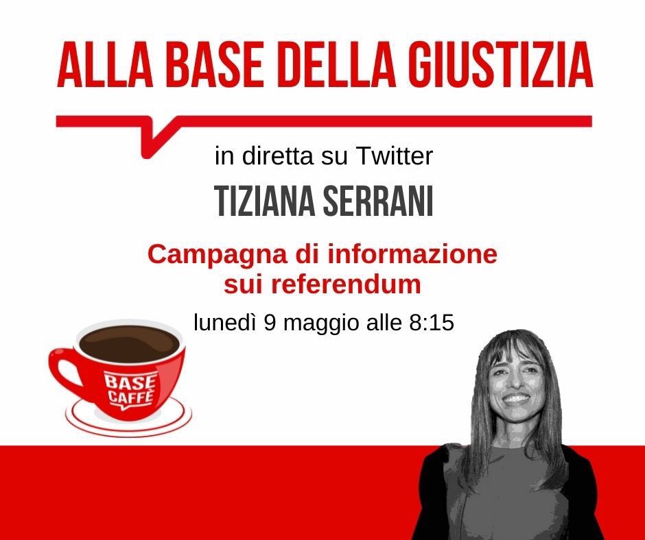 baseitaliaweb's tweet photo. ⚖️ ☕️ Ogni lunedì, #allabasedellagiustizia di @SerraniTiziana 👉🏼 Campagna di informazione sui #referendum

▶️▶️▶️ Guarda il video https://t.co/ocudqnbqjT

❗️Iscriviti alla newsletter di #baseitalia —> https://t.co/A1vw8ky1du \ https://t.co/pm5mVp3VLH

#9maggio #giustizia #riforme https://t.co/6y3VDsuoeO