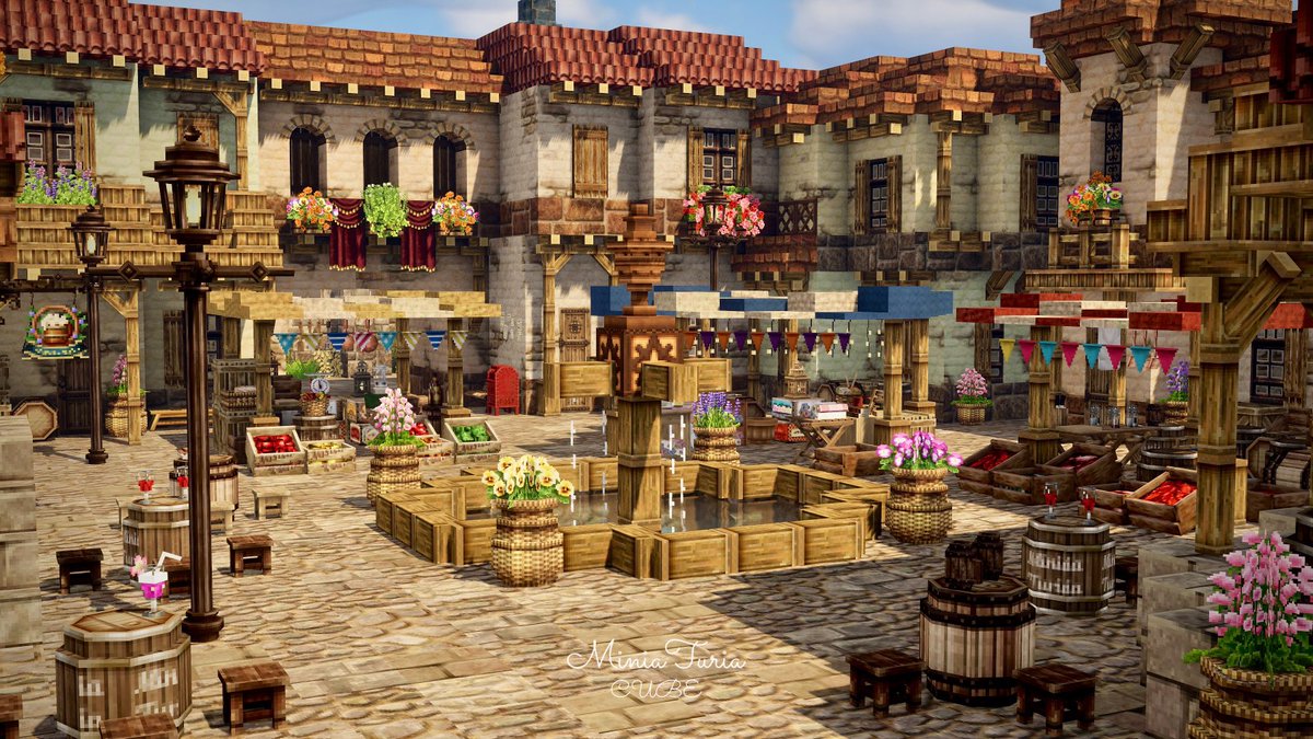 aRth_77777's tweet photo. 中央広場 できた！！💐

#CUBE鯖 
#MiniaTuria #Minecraft https://t.co/KcbDjpBItV