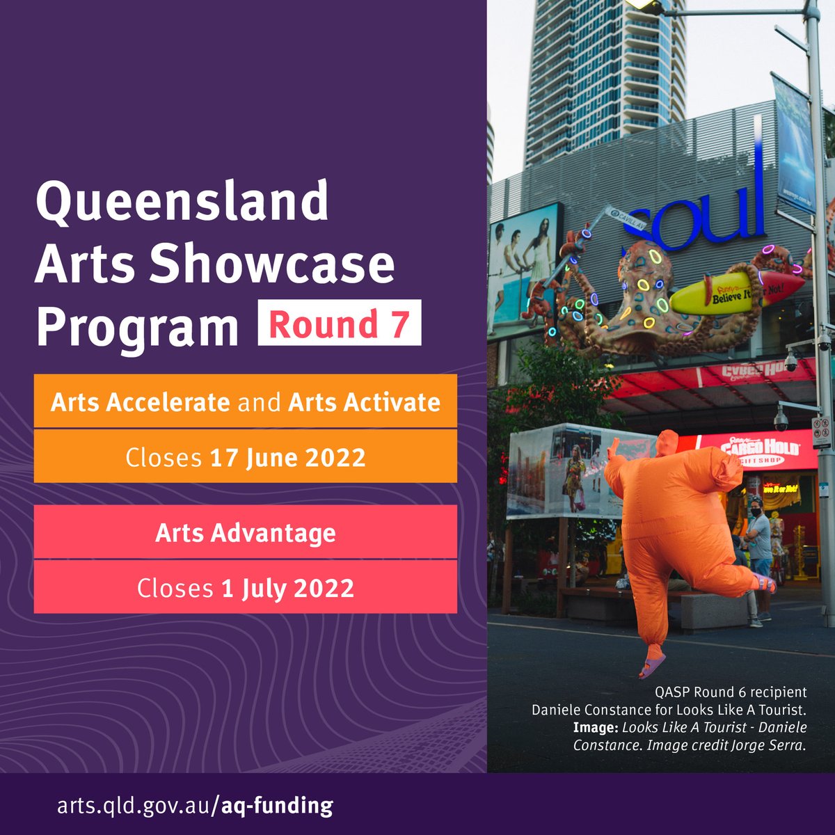 artsqueensland's tweet photo. Queensland Arts Showcase Program - Round 7 is open.
📍 Arts Accelerate and Arts Activate (close 17 June 2022)
📍 Arts Advantage (closes 1 July 2022)
Read the FAQs and guidelines and apply at https://t.co/yeRHdzusho #ArtsQLD #QASP #ArtsFunding https://t.co/hsoMxPvuVo