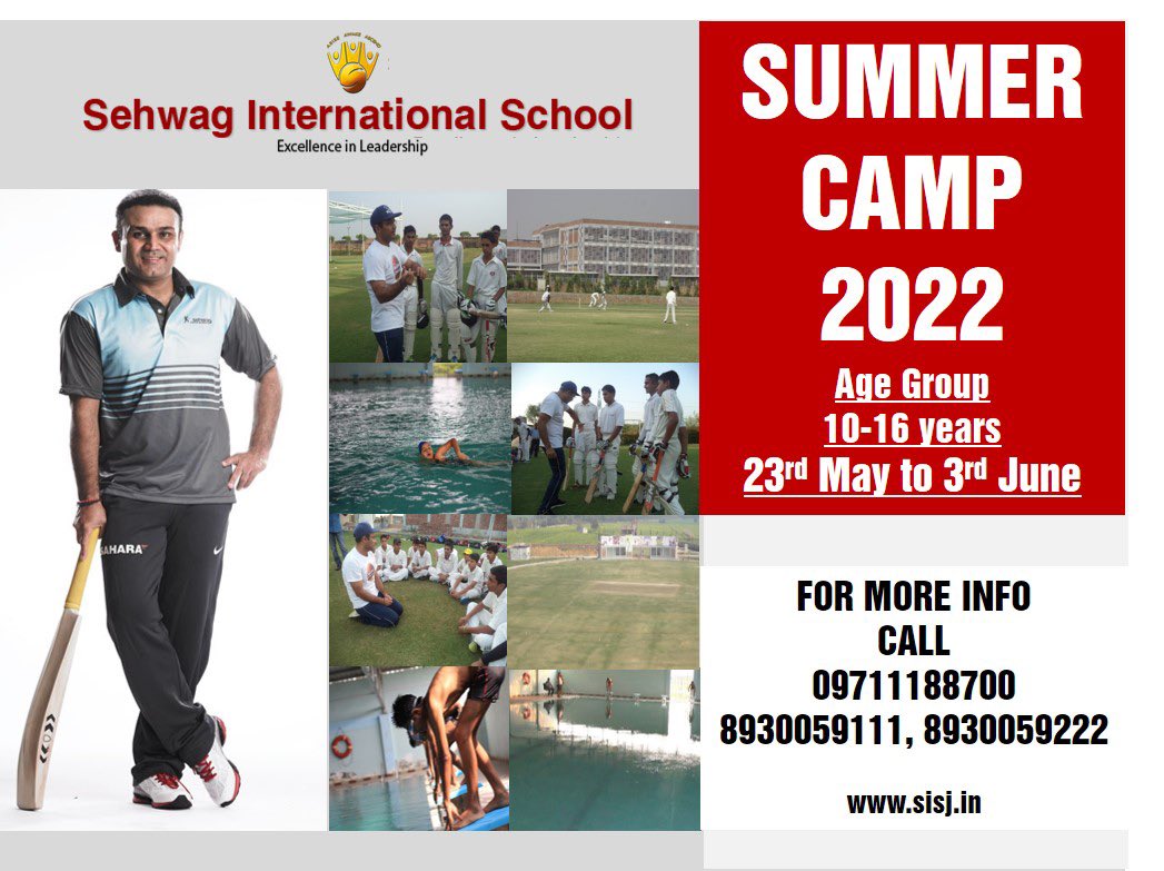 Come, experience summer like never before at Sehwag International School Residential Summer Camp 2022! Limited seats available! For more, Call 09711188700, 8930059111, 8930059222 or visit sisj.in #summercamp2022