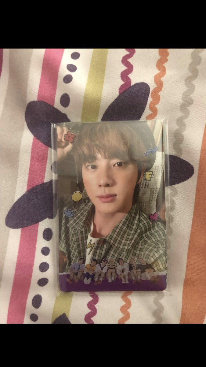 Jenjinjara07's tweet photo. @pjmjjji_ I got Jinnie baks!! 🥺😍💜 It’s your first worldwide handsome photo card, you need keep it. 😂 https://t.co/PhWyzGJcC8