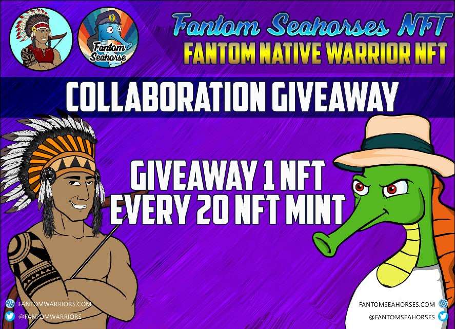 fantomwarriors's tweet photo. Good day native warriors , we going to giveaway one seahorse @FantomSeahorses every 20 native warriors mint ❤️❤️ (pool is 5 seahorse now)

Mint amazing warriors here :- https://t.co/8QkPfYAkWN

#FTM #Giveaway #NFT https://t.co/fBnBLKMhoR