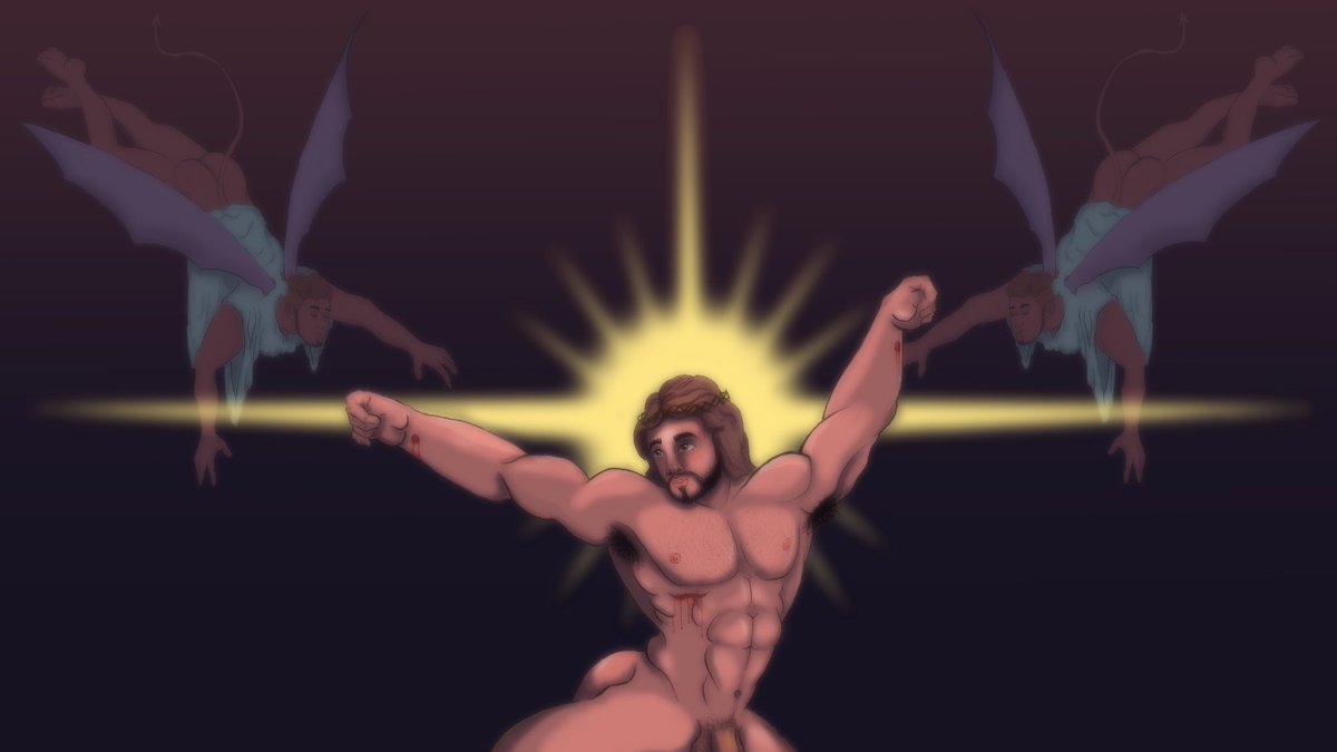 #artgay #LGBTQ #gay #cristo #art  
Un Yisus algo revelador hehe !