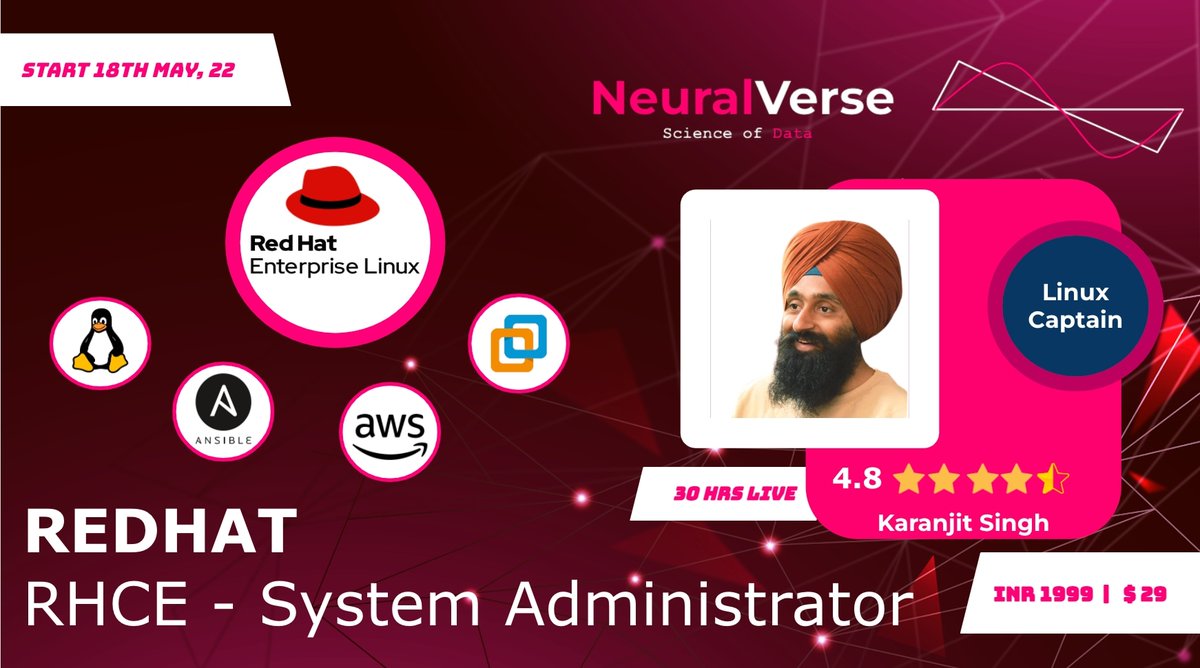 Neuralverse1's tweet photo. Wohoooo!!

We are starting new Program on REDHAT Certified Engineer (RHCE) with additional blend of AWS + VM + Ansible training.

Join us at earliest  in the below link: https://t.co/aPRKELZ9Cq

#aws #training #linux #redhat #rhcsa #rhce #systemengineer #systemadministration https://t.co/4U4IKngaBq