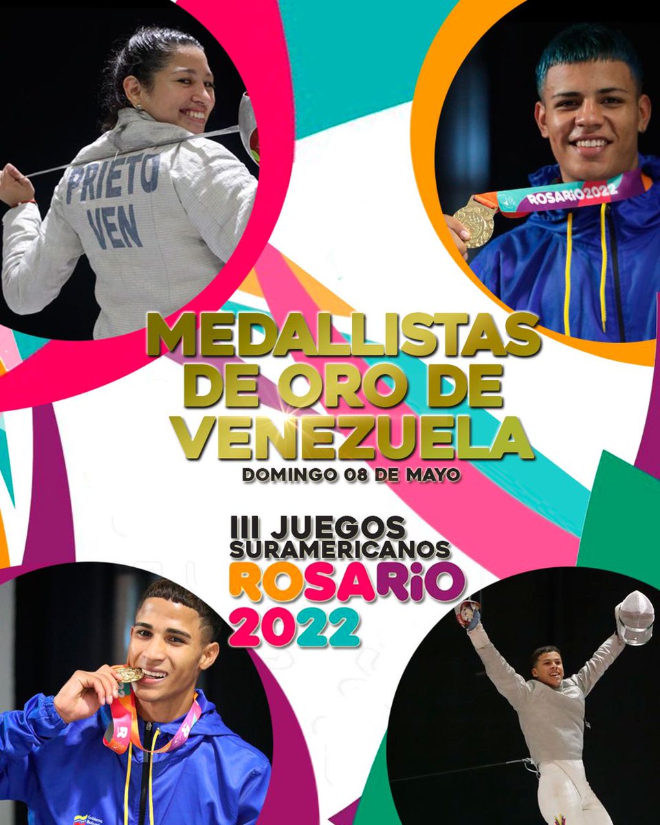 Arianna, Juan, Yonaiker y Simón son los 4 medallistas de Oro, que cerraron nuestra actuación magistral en los III Juegos Suramericanos "Rosario 2022", logrando el récord país con un total de 26 preseas doradas, 19 de plata y 34 de bronce. Mi abrazo a todos los atletas.