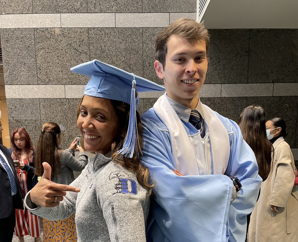 drericksonspine's tweet photo. Another college grad. I’m super proud of my son & thankful I had all the people who made me a mom at home today to help celebrate. Best Mother’s Day gift! Yes- I got scolded for wearing Duke garb at UNC. #HouseDivided #TeamErickson https://t.co/A8kRhUSMv2