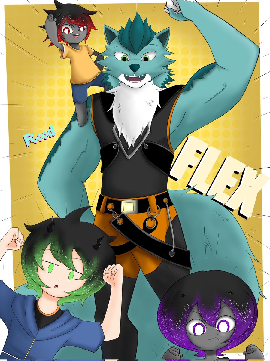 GhostChan3's tweet photo. My blightling boys Hotaru, Hideyoshi, and Habiki flexing with @Chromalistic's character Drake 💪💪💪
#originalcharacters #fanart #illustration https://t.co/vGYCOtgoue