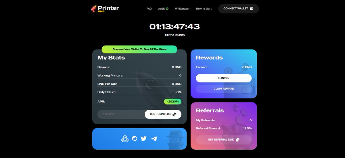 New Upcoming - #CoinPrinter  🪙🪙

💼 Daily Return: 8% ~2920 APR
💼 Dev Fee: 5%
💼 Referral Reward: 12.5%
💼 #BakedBeans Fork
💼 Launch in less then 2 days

coin-printer.io