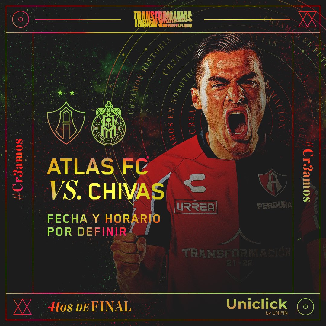 AtlasFC's tweet photo. Ya lo hicimos una vez… #Cr3amos ahora en el Bicampeonato  ❤️🖤 junto a @uniclickmx https://t.co/OAXlclveIG