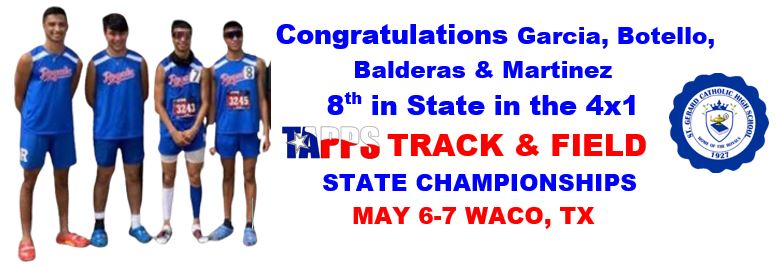 stgroyals's tweet photo. 👏👏 PROUD OF OUR ROYALS TAPPS 2A District 3 Track &amp; Field State Eligible Team Members - 😄A "BIG SHOUT OUT" to: Steven Balderas - Placed 6th in State in the 800 m &amp; Steven Balderas, Kevin Botello, Kenny Garcia and Matthew Martinez, as they placed 8th STATE in the 400 X 1 relay. https://t.co/JlLp259j5M