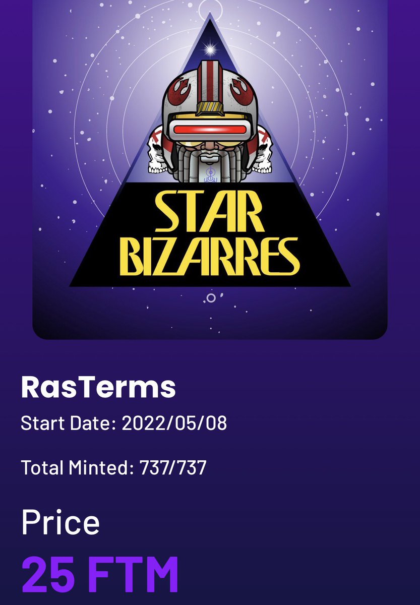 <a href="/BizarresStar/">Star Bizarres FTM/ SOLD OUT!</a> <a href="/RasTerms/">RasTerms</a> 

Officially minted out! 
Congrats to the team 🔥 

$FTM NFT SZN is back. 

#fantom #fantomnft #ftmnft