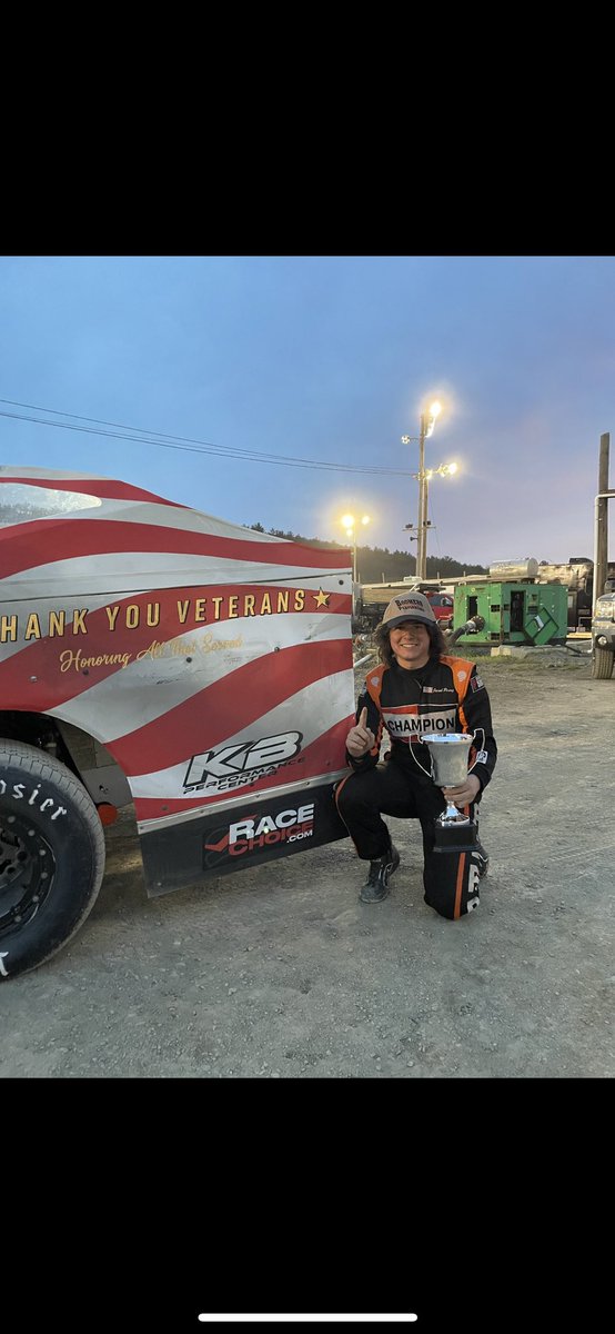 Perryracing21's tweet photo. Officially winners on the dirt. 12 total races over 2 years. May 7th we completed the goal! Thank you to all of my sponsors, partners and supporters! @racechoice #kbperformance @DrivenRacingOil #dirttodaytona https://t.co/VCPrql8CXy