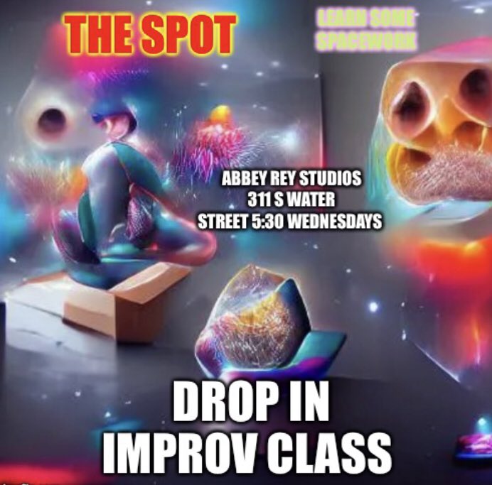 SpotImprov's tweet photo. Space work is another concept we teach in our classes creating objects out of thin air, feeling them rather than seeing them,  using them to express your emotional state. https://t.co/Kd5CY9vfhB