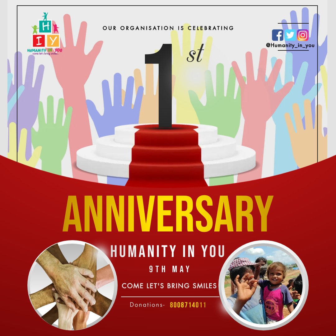 HumanityYou's tweet photo. Happy 1 year to us. It's been a year of HIY and it feels like a dream. It all started with a tiny little thought of a person. And now HIY is a huge team. Looking forward to many more years filled with kindness and joy. https://t.co/kxEkorgN7k