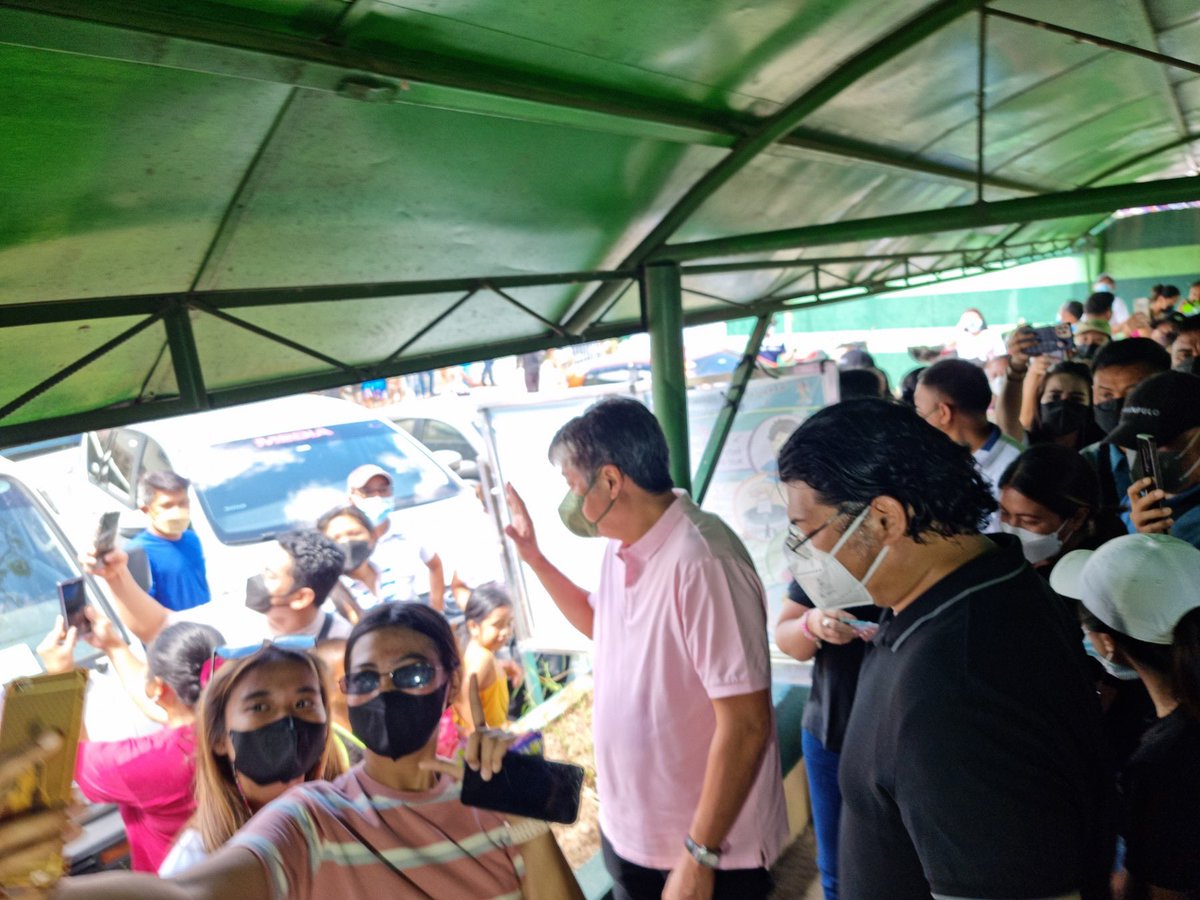 maracepeda's tweet photo. Like his standard-bearer, VP bet Pangilinan waits for his turn to vote at Inchican Elementary School. 📷 Pangilinan’s office #PHVote https://t.co/T1bq4fD6zk